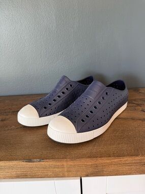 Native Shoes Men's Slip-On in Navy and White Toe